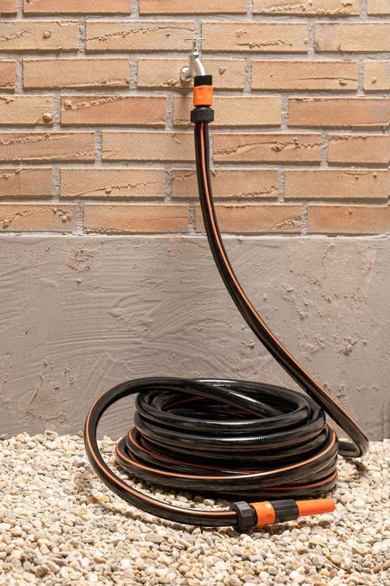 BLACK+DECKER Tubo da Giardino 15 metri - Ø19MM - PVC resistente - Irrigazione del giardino, lavaggio dell'auto, riempimento della piscina - Compatibile con qualsiasi rubinetto standard - Nero/Arancione