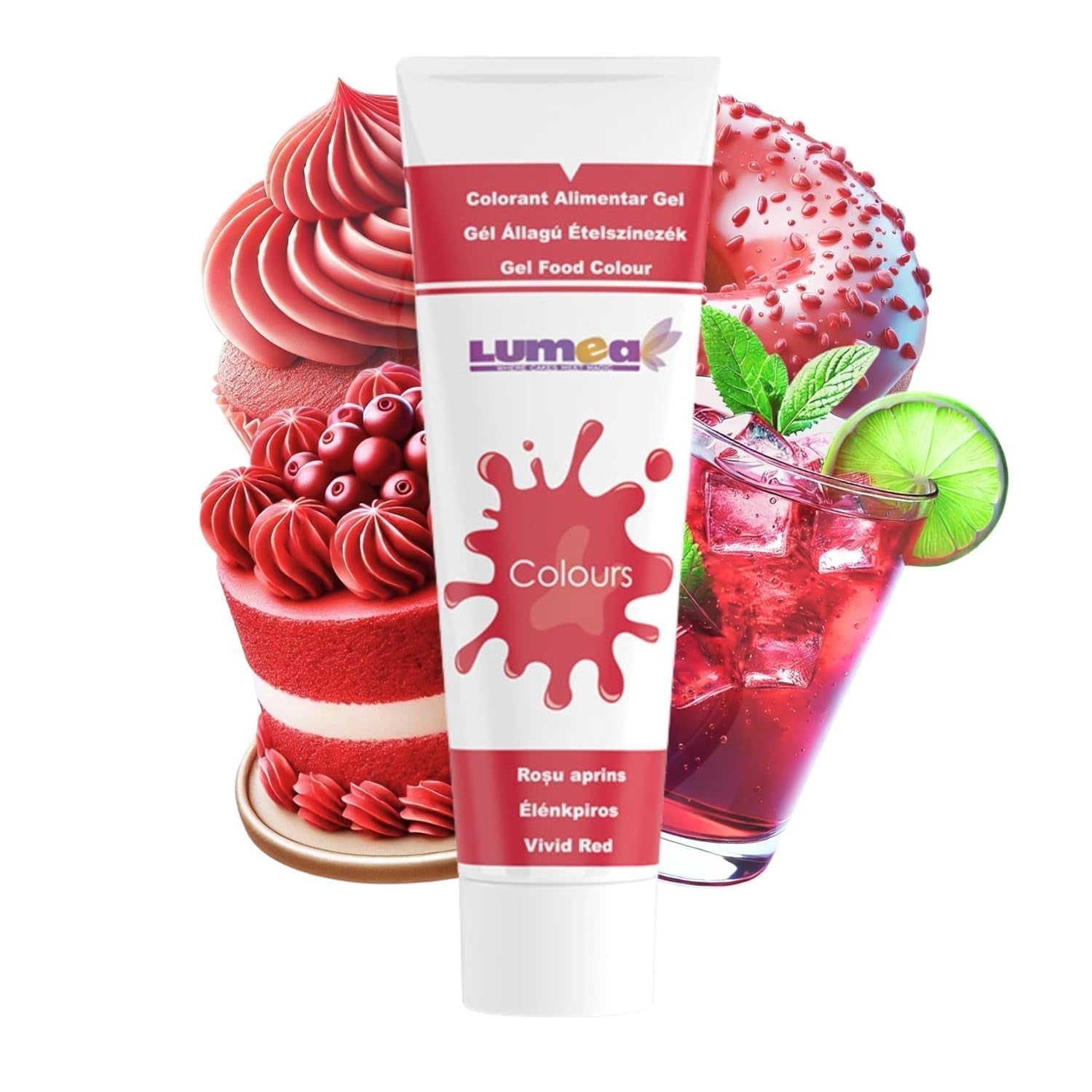 Dekozauber 24 coloranti alimentari rossi, gel, 30 g, vegani, senza zucchero, altamente concentrati, coloranti alimentari rossi per fondente, crema al burro, bevande e altro