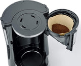 Macchina per caffè espresso SEVERIN "TypeSwitch" con caraffa in vetro e timer, AromaSwitch per scegliere 2 opzioni di erogazione, orologio digitale con funzione timer, per un massimo di 10 tazze, 1000 W, acciaio inossidabile spazzolato-nero, KA 4826