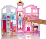 Barbie Dream House, casa a schiera a 3 piani e 5 stanze, include accessori come mobili, pieghevole e portaoggetti, giocattolo per bambini dai 3 anni in su, DLY32