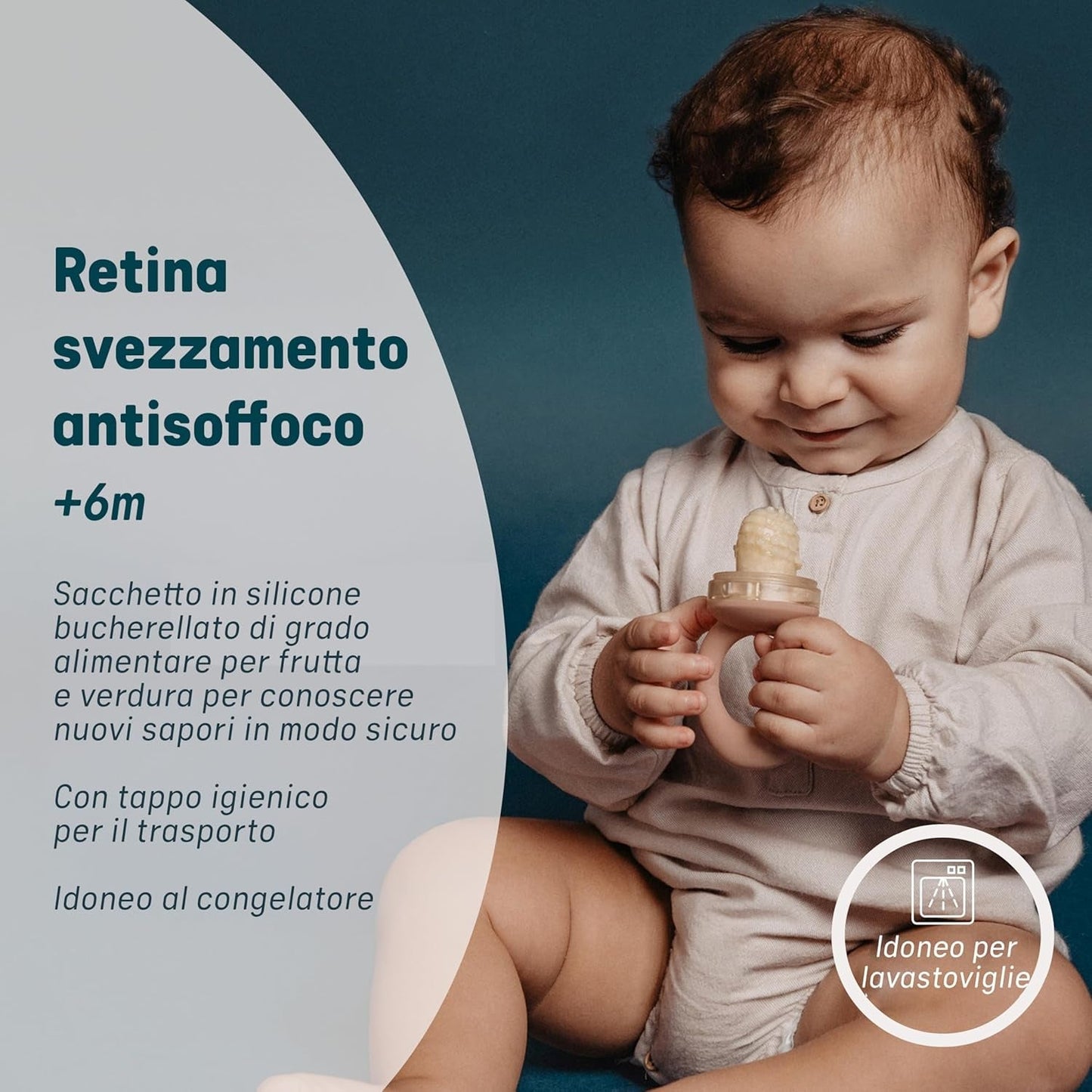 Massaggiagengive Suavinex, a prova di soffocamento, per uso alimentare, silicone, con coperchio, facile da pulire, lavabile in lavastoviglie e adatto al congelatore, lenisce le gengive, da 6 mesi in su, rosa