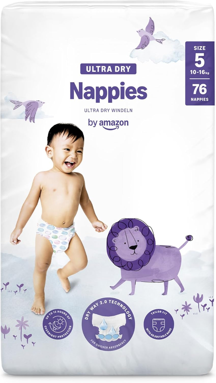 Pannolini Amazon Ultra Dry, taglia 3 (4-9 kg) - Scatola mensile, bianco, 172 pezzi (2 confezioni da 86) (precedentemente Mama Bear, prodotto identico)