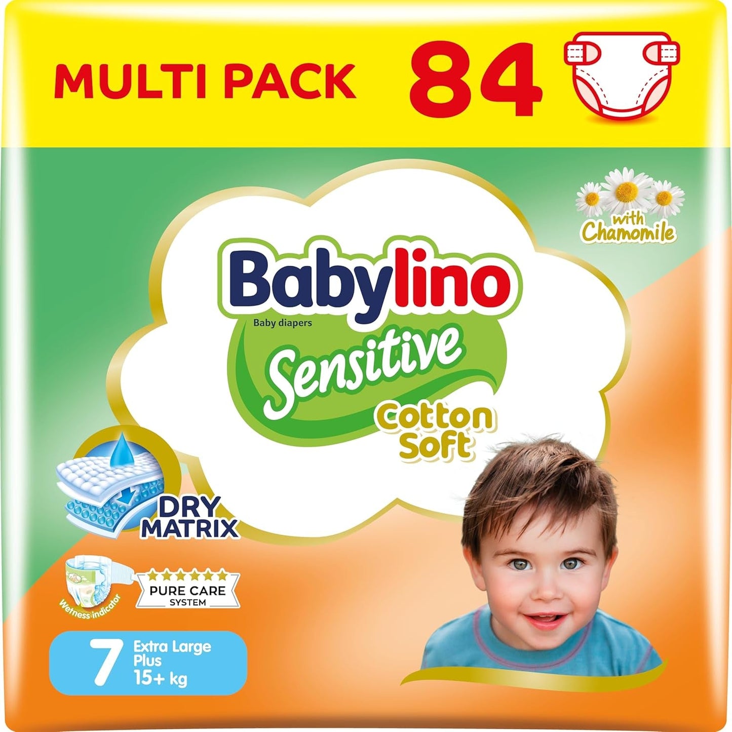 Pannolini per bambini sensibili, taglia 7, extra large plus (+15 kg), 14 pezzi