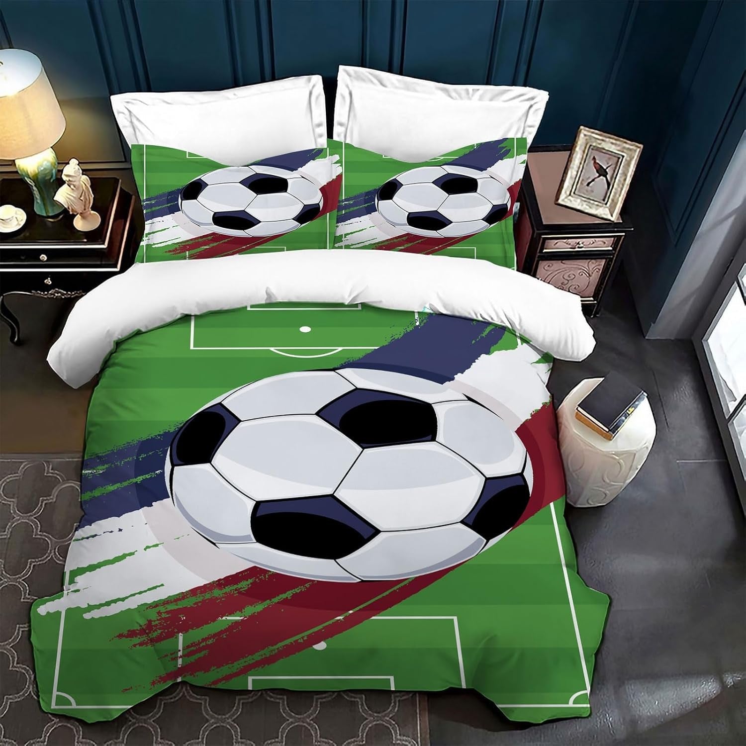 Biancheria da letto per bambini, calcio, microfibra di poliestere Biancheria da letto - bambini Naty Shop Verde 200 X 200 Cm