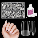 Unghie finte corte Ballerina 500 pezzi Colla su 12 misure Unghie artificiali Punte per unghie corte in gel morbido con copertura completa per unghie in gel Corte S