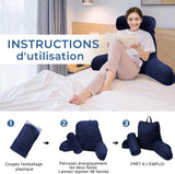 INFANZIA cuscino da lettura con braccioli, memory foam, supporto ergonomico per divano e letto, blu navy