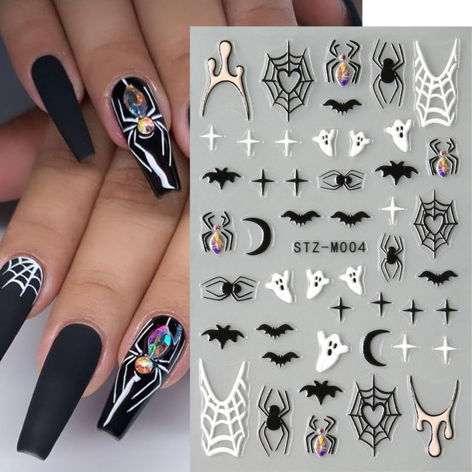 JMEOWIO Adesivo per unghie Halloween 6 Adesivo per nail art colorato Adesivo per unghie Decorazione per decorazione unghie Design per unghie