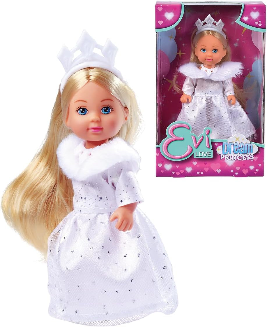 Simba Evi, Principessa dei Sogni d'Amore, Gioca con la Bambola con un Abito Invernale da Sogno con Finiture in Pelliccia ed Elementi Glitter, 12 cm, da 3 Anni in su