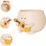Vasi da fiori con faccina carina Testa in resina Collana di perle Vaso da fiori Chitarra unica Vaso da fiori succulento per interni ed esterni Idea regalo per la mamma