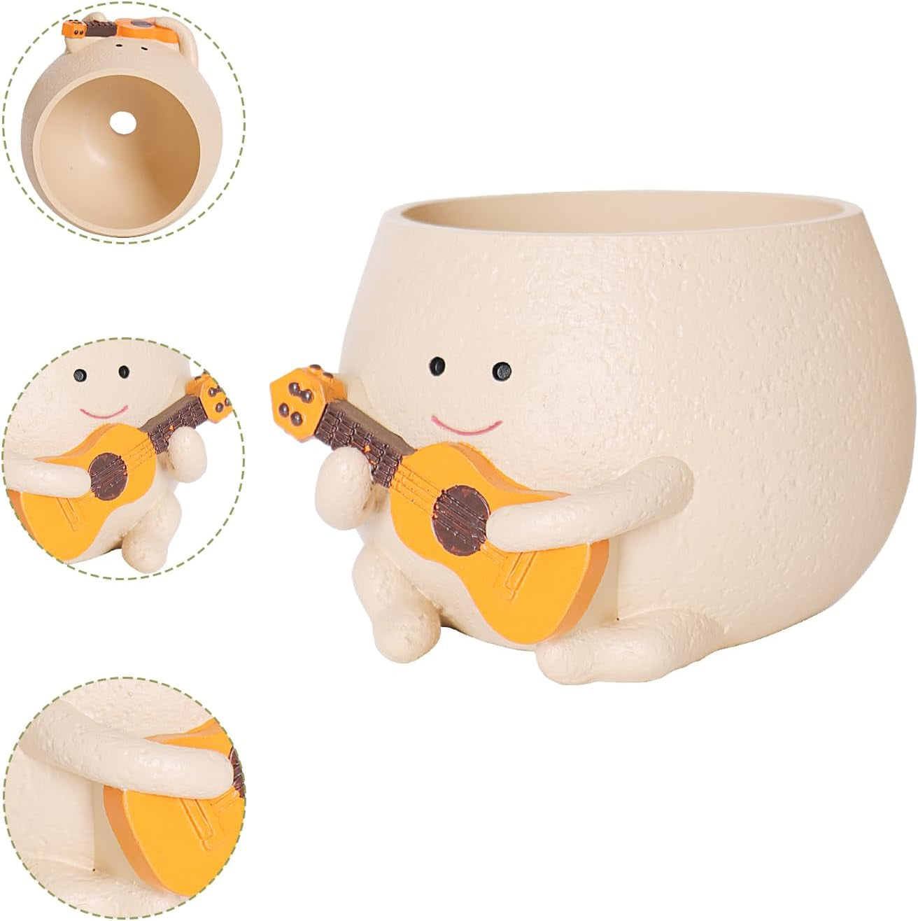 Vasi da fiori con faccina carina Testa in resina Collana di perle Vaso da fiori Chitarra unica Vaso da fiori succulento per interni ed esterni Idea regalo per la mamma