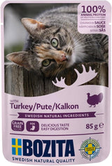 Bozita Pouch Nassfutter Häppchen in salsa con pollo - 12x85g Portionsbeutel getreidefreies & weizenfreies Futter für Katzen - Katzennassfutter für erwachsene Katzen mit 8.5% Protein & 4.5% Fettgehalt