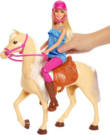Bambola Barbie e cavallo giocattolo, accessori per l'equitazione, include 1 bambola e 1 cavallo, adatto come regalo per bambini dai 3 anni in su, FXH13