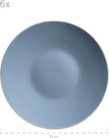 MÄSER 931844 Set di stoviglie moderne serie Elissa per 6, blu con bordo bianco, set combinato da 24 pezzi, ceramica