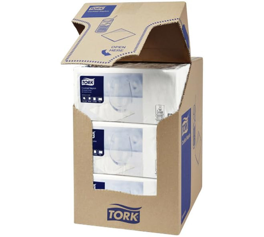 Tork Tovaglioli Cocktail bianchi, piega 1/4, 2 veli, 24 cm × 24 cm, 200 tovaglioli, 477534