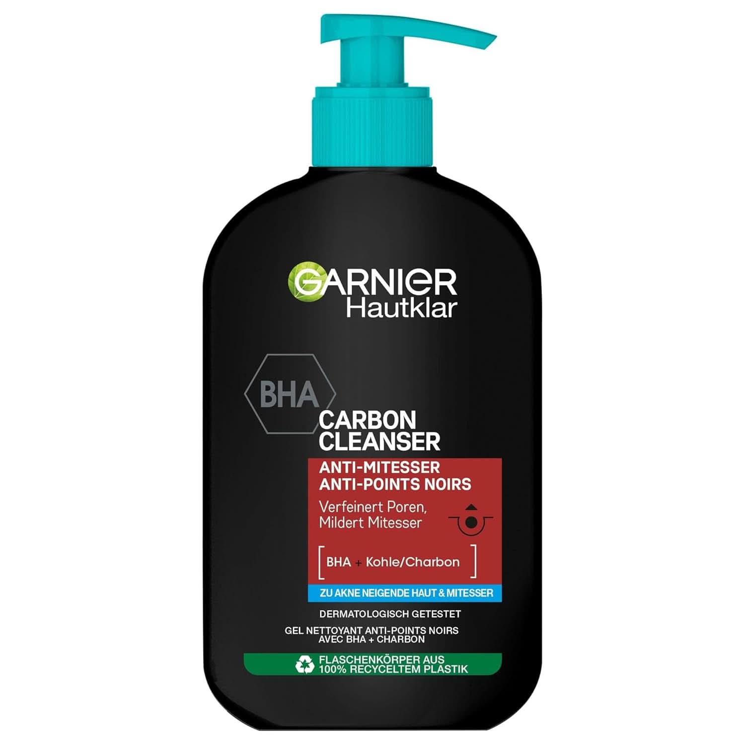 Garnier Charcoal Cleanser Gel detergente viso contro punti neri e brufoli 250ml Doccia e bagno Naty Shop