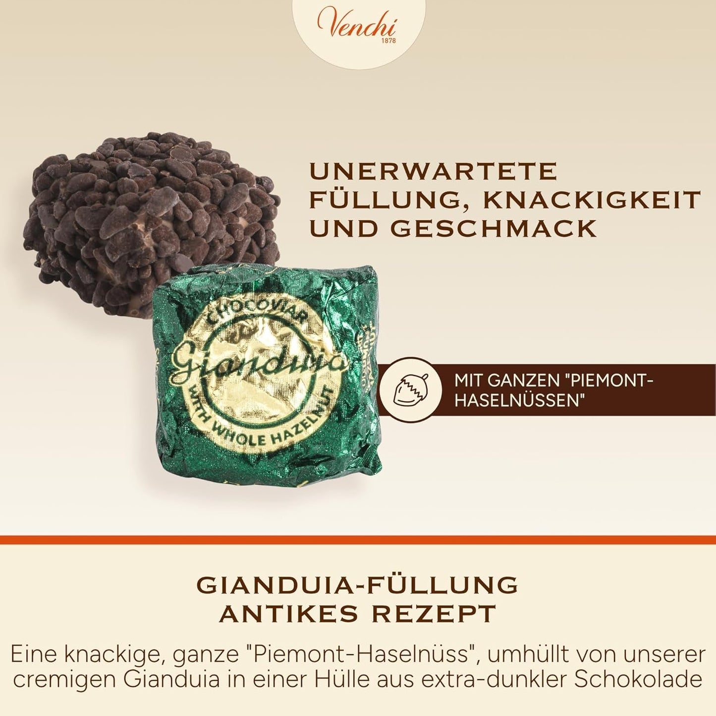 Venchi – Chocoviar Gianduia, praline in sacchetto da 1 kg, cioccolato Gianduia prodotto esclusivamente con “Nocciole di bosco Piemonte”, senza glutine, senza coloranti artificiali e senza conservanti