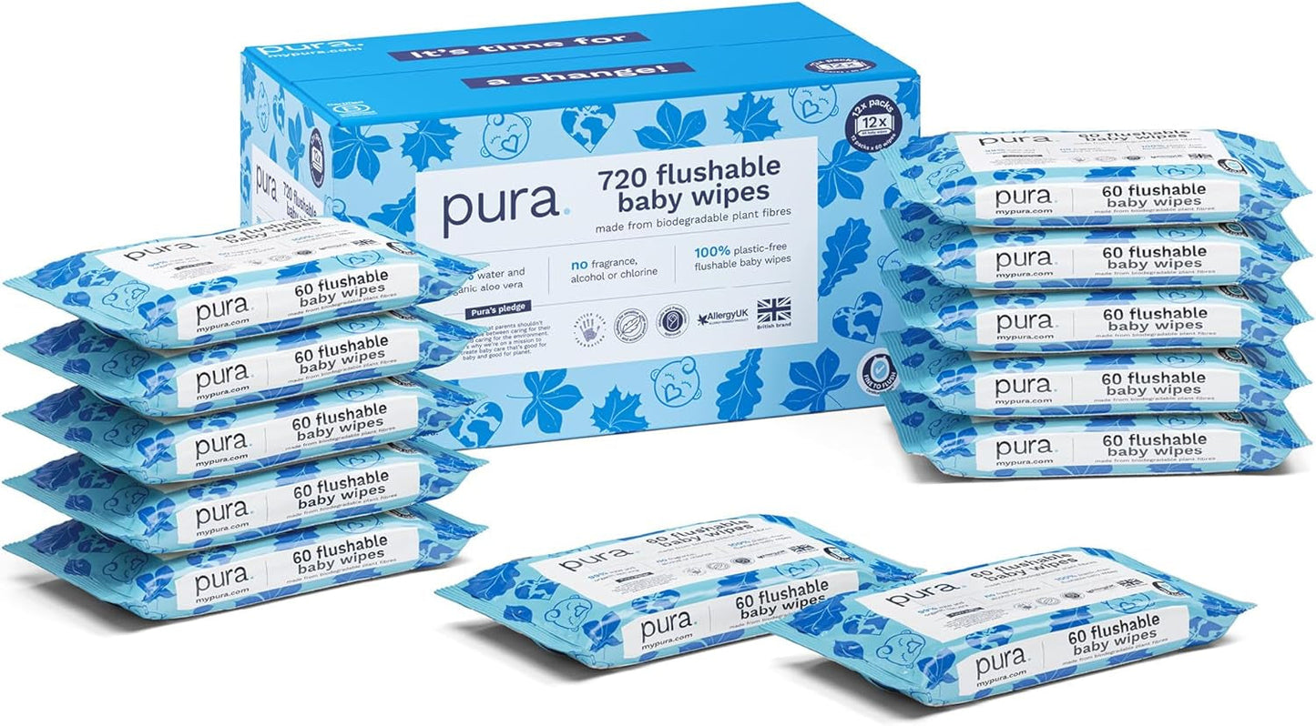 Salviette usa e getta ecologiche per la pelle sensibile del bambino 70 salviette (1 confezione) 99% acqua 100% senza plastica per pelle sensibile incline all'eczema Neonato biodegradabile Vegan