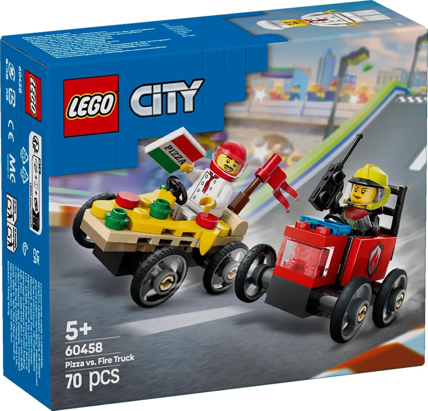 Furgone per la consegna delle pizze LEGO City vs. Camion delle pizze - Giocattolo Soapbox per ragazze e ragazzi dai 5 anni - Set da costruzione con 2 minifigure di autisti - Regalo di compleanno e di festa 60458 Set da costruzione Besuche den LEGO-Store