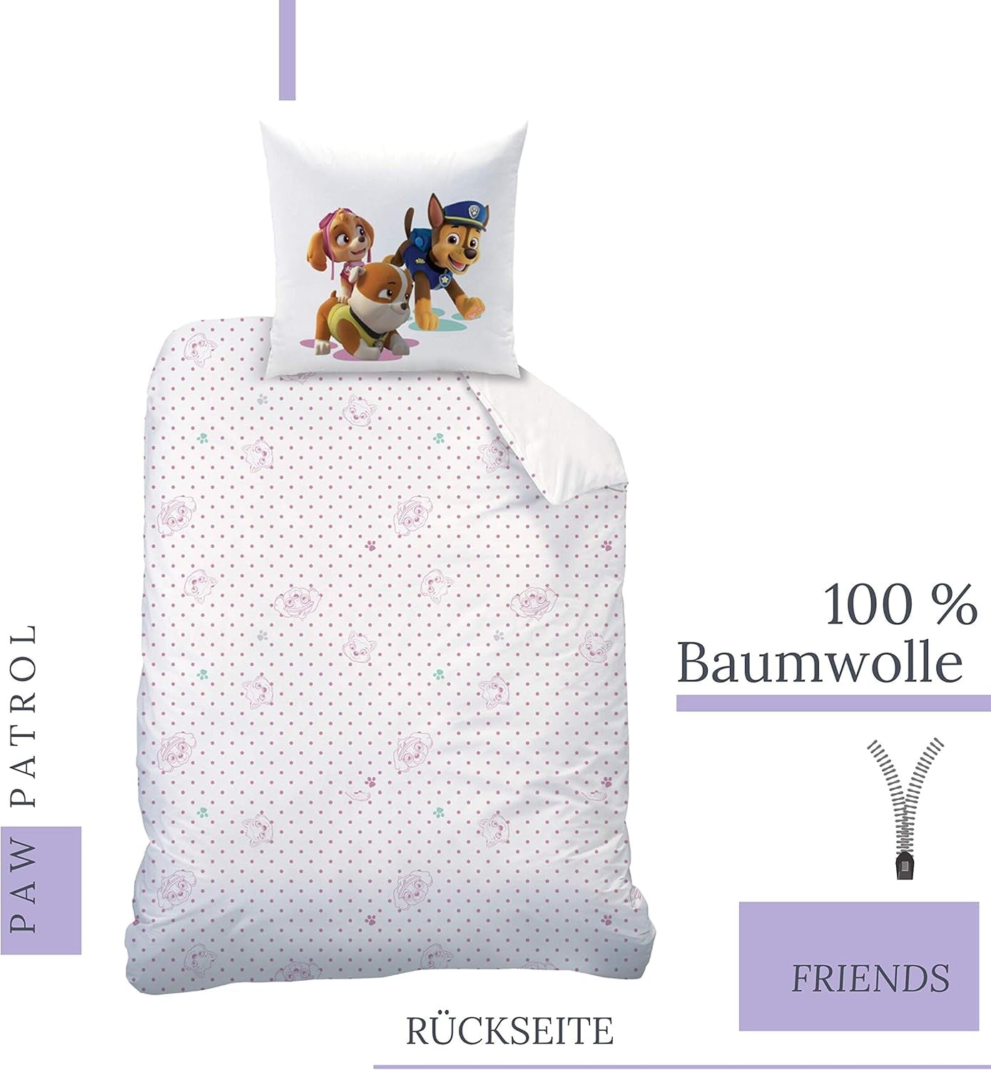 Biancheria da letto Paw Patrol, 2 pezzi, per ragazze Biancheria da letto - bambini Naty Shop