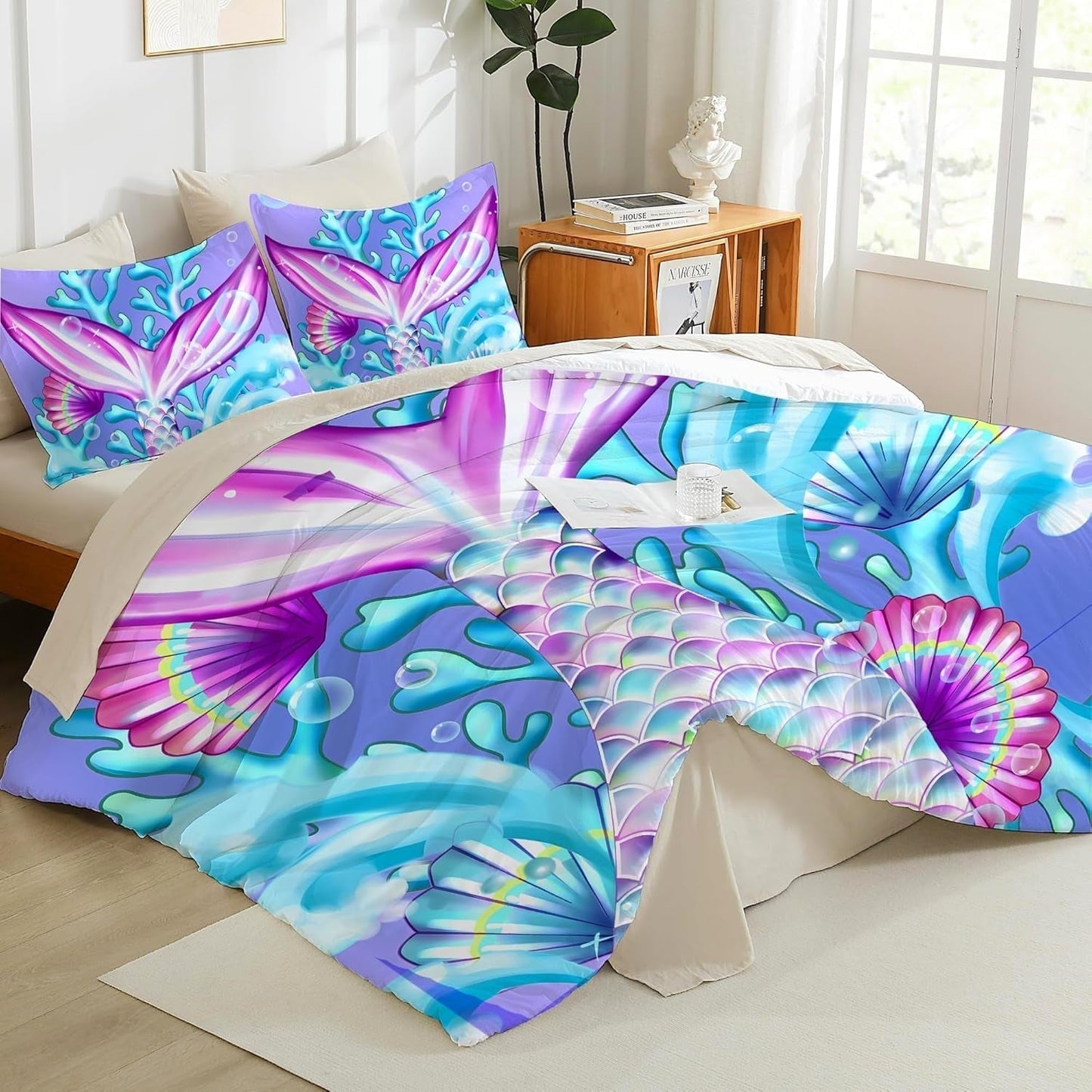 Biancheria letto per bambini varie misure e vari personaggi animati Biancheria letto - bambini Naty Shop Sirena (modello 2) 135X200Cm+80X80Cm