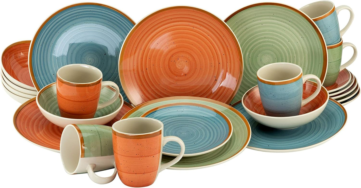 CreaTable, 22851, serie COUNTRY, set di stoviglie da 24 pezzi per 6 persone, servizio combinato in porcellana, lavabile in lavastoviglie e adatto al microonde, produzione di qualità
