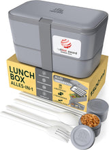 Umami Lunch Box per Adulti, Bento Box Sigillabile con 4 Posate e Scomparti, Lunch Box per Adulti, Contenitore per Insalata da Asporto, Lunch Box per Picnic/Ufficio, Grigio Antracite, 1500 ml Naty Shop Scatole per Conservazione Alimenti Grigio Antracite L - 1500 ml Impilabili l'uno nell'altro