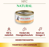 Almo Nature HFC Cibo umido naturale per gatti - Tonno e gamberetti, confezione da 24 (24 x 70 g)