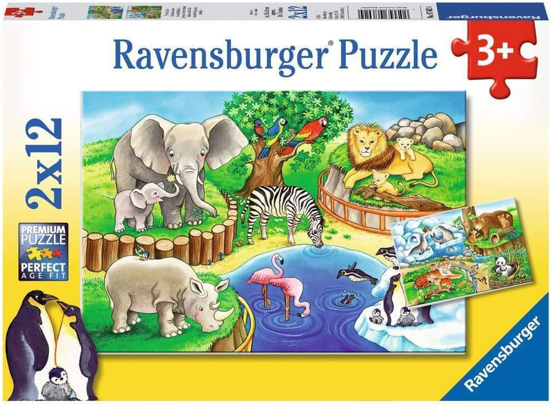 Ravensburger Puzzle per bambini - 07602 Animali allo Zoo - Puzzle per bambini dai 3 anni, con 2X12 pezzi Puzzle Naty Shop Titolo predefinito