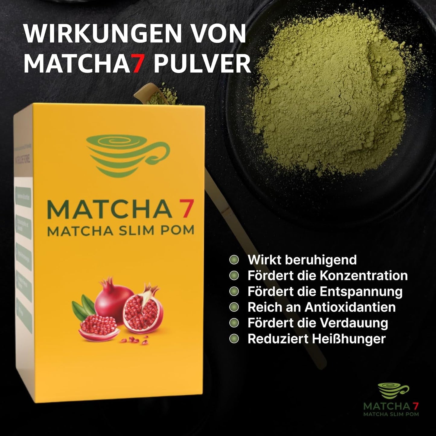 ® Ceremonial Matcha Powder X Melograno 100G [Supporta la perdita di peso e il metabolismo] - Tè verde per uno stile di vita attivo e sano - Tè verde senza additivi (puro e naturale)