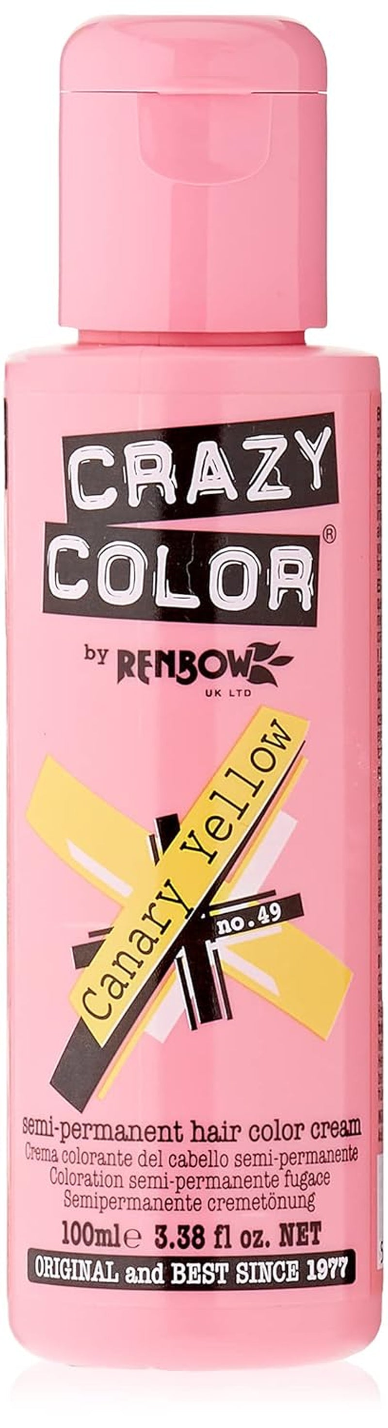 GO TOXIC Crema colorante semipermanente UV per capelli, 100 ml (1 confezione) Tintura per capelli Naty Shop 49 Giallo canarino 100 Ml (1 confezione)