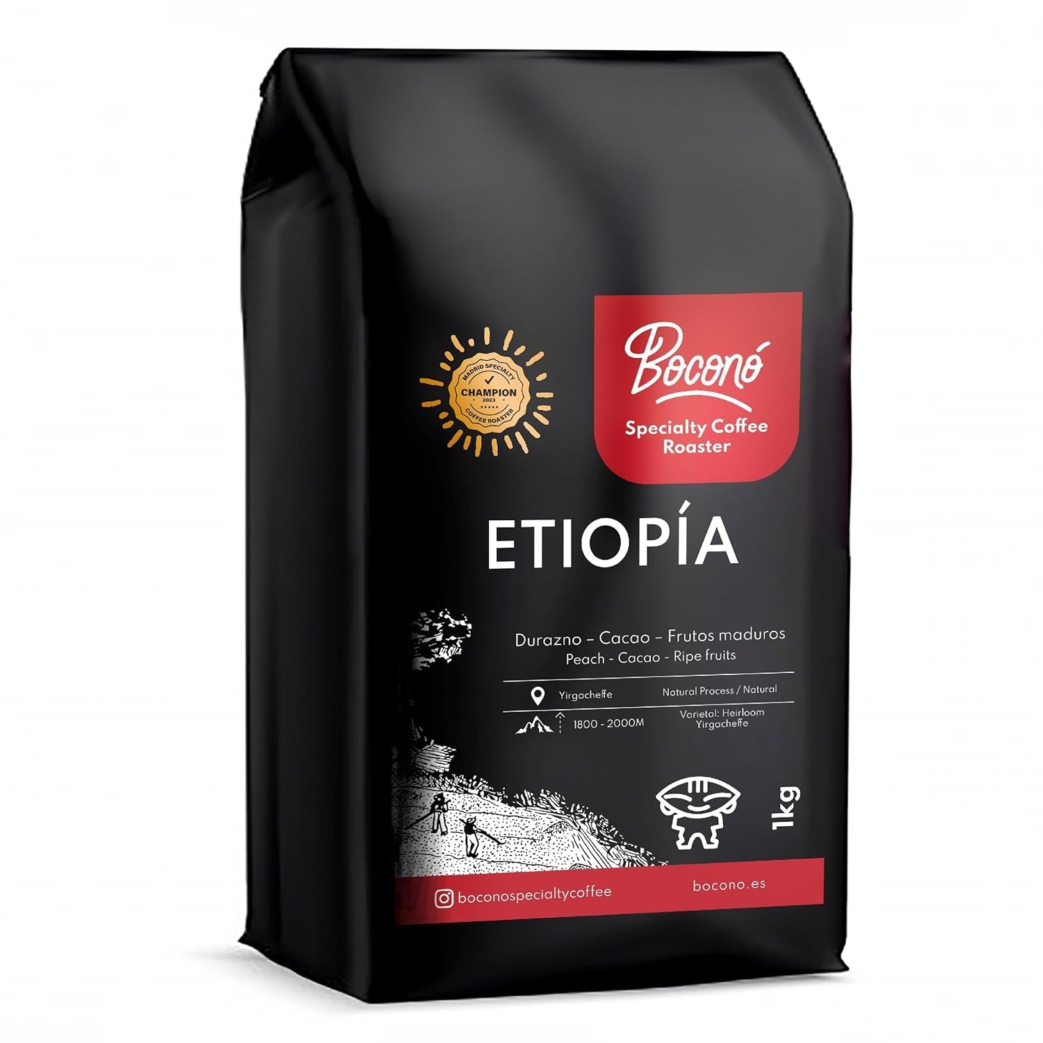 Boconó Specialty Coffee Etiopia 100% Arabica, tostatura media, 1 kg - Ideale per V60, Chemex, Kalita, ecc.