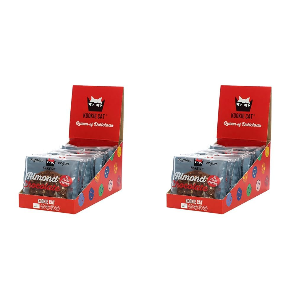 Mandorle e cioccolato - Biscotti vegani confezionati singolarmente, senza glutine, senza soia, biologici, mandorle e avena - Confezione multipla da 12 x 50 g (confezione da 2)