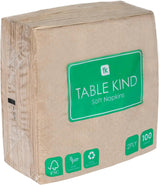 Tavolo gentile | Confezione sfusa da 100 tovaglioli morbidi in carta riciclata Tovaglioli usa e getta marroni per feste adatti per l'uso quotidiano Ecologici Kraft non sbiancati compostabili Made in EU 2 veli 33 cm