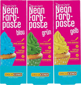 Decocino Set coloranti alimentari al neon - 3 pezzi - Rosso, rosa, viola - Colorante alimentare ad alto dosaggio - Per colorare torte, muffin, cupcake - Senza gusto