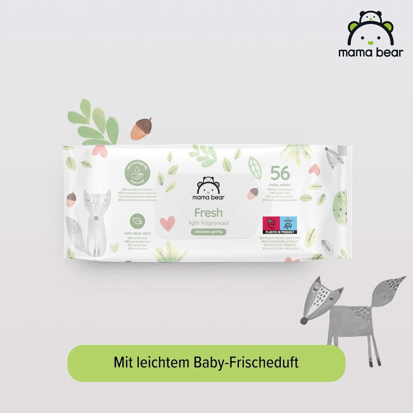 Salviette per neonati fresche con aloe vera Mama Bear Naty Shop