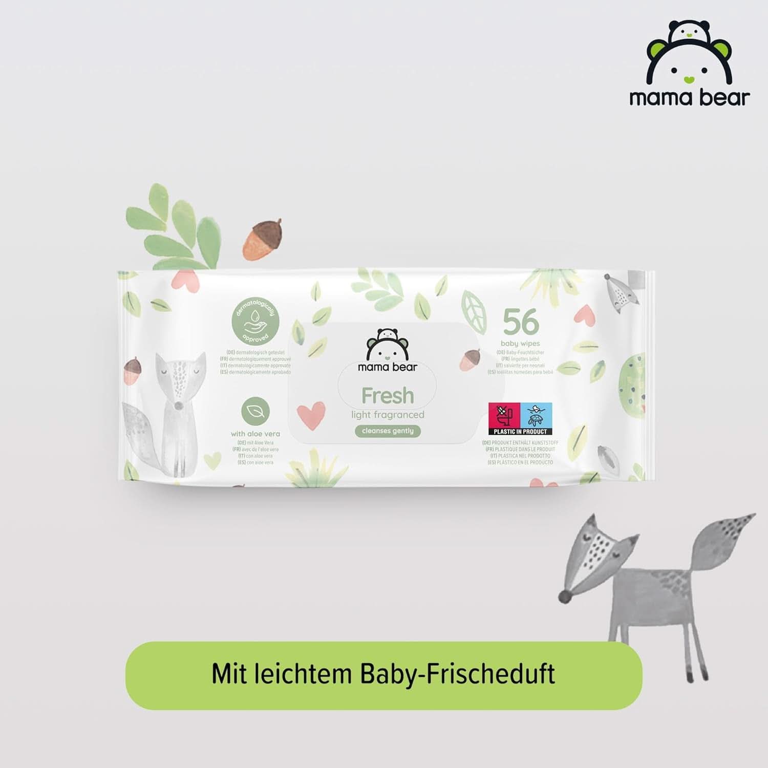 Salviette per neonati fresche con aloe vera Mama Bear Naty Shop
