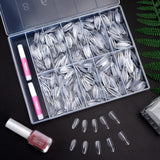 Becellen 500 punte per unghie artificiali, punte per unghie in gel morbido, copertura completa, punte per unghie in gel, unghie artificiali pre-lucidate, set di colla per nail art fai da te (mandorle)