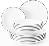 Servizio tavola Seltmann Weiden 001.737148 Lido - 6 Piatti Piani + 6 Sottopiatti - 12 Pezzi - Black Line