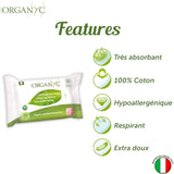 Salviette intime Organyc Moist, realizzate in cotone organico certificato al 100% - 4 confezioni da 20 salviette (80 salviette in totale)