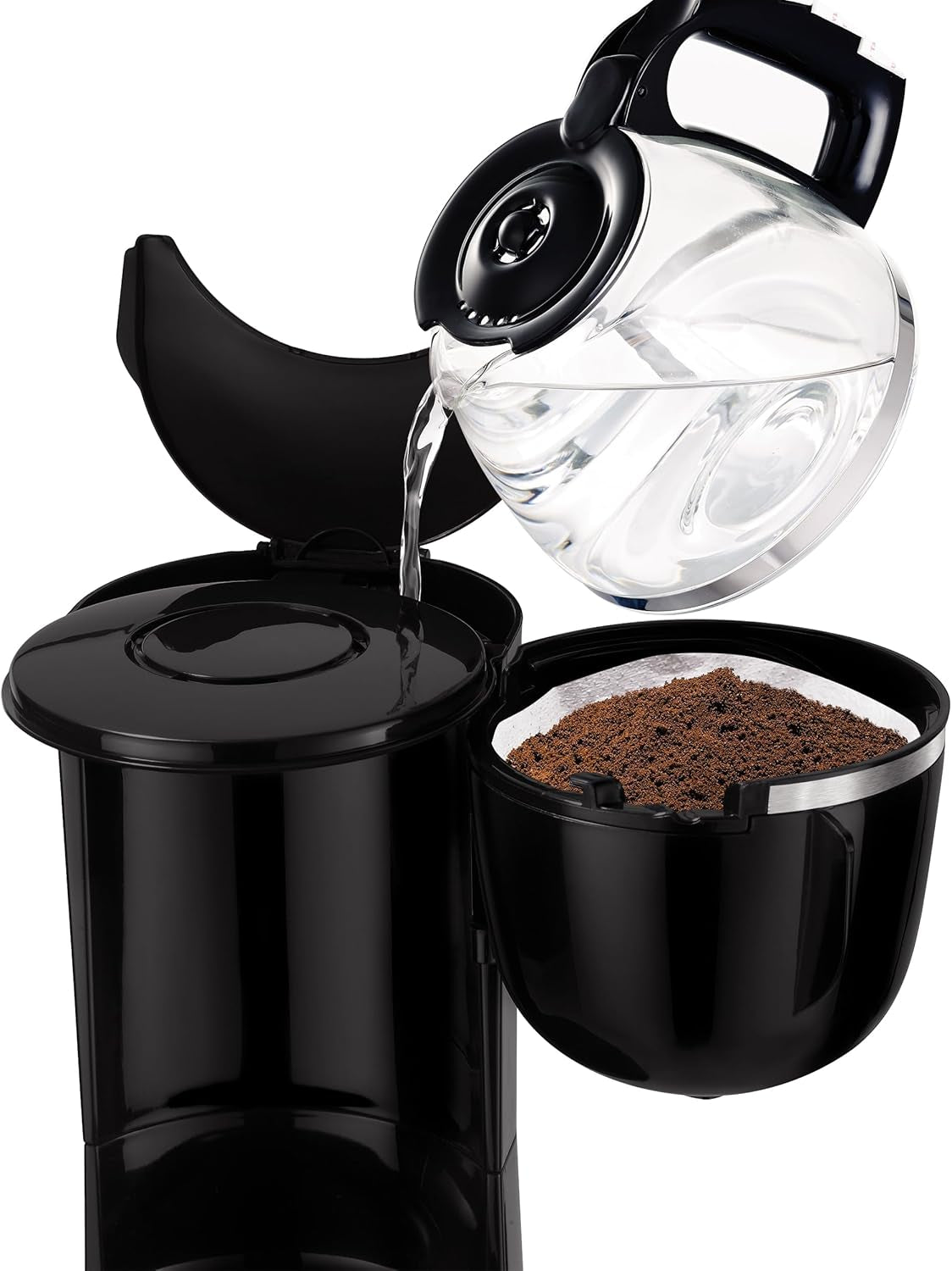 Tefal CM3408 Mini caffettiera in vetro (600 W, 6 tazze) nero/acciaio inossidabile, CM340811