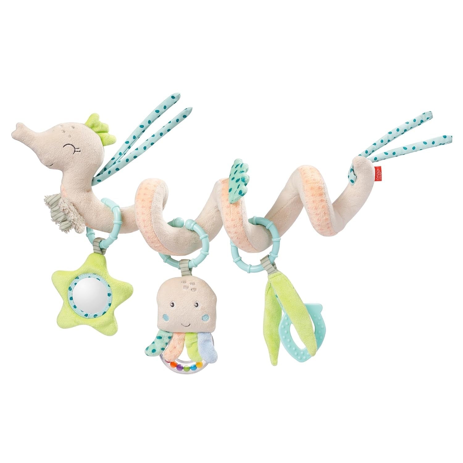Fehn Activity Spiral Dino - giocattolo per passeggino tocca e afferra - dinosauro per lettino, area giochi, passeggino e seggiolino auto - gioco di attività motoria per neonati e bambini da 0+ mesi Baby Toys Naty Shop Sea Horse