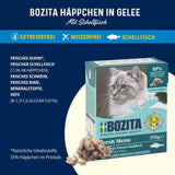 Bozita Tetra cibo umido con eglefino in gelatina - 6 x 370 g senza cereali, senza zuccheri aggiunti e cibo per gatti non OGM - equilibrato, delizioso, con il 7,5% di proteine ​​e il 5% di grassi