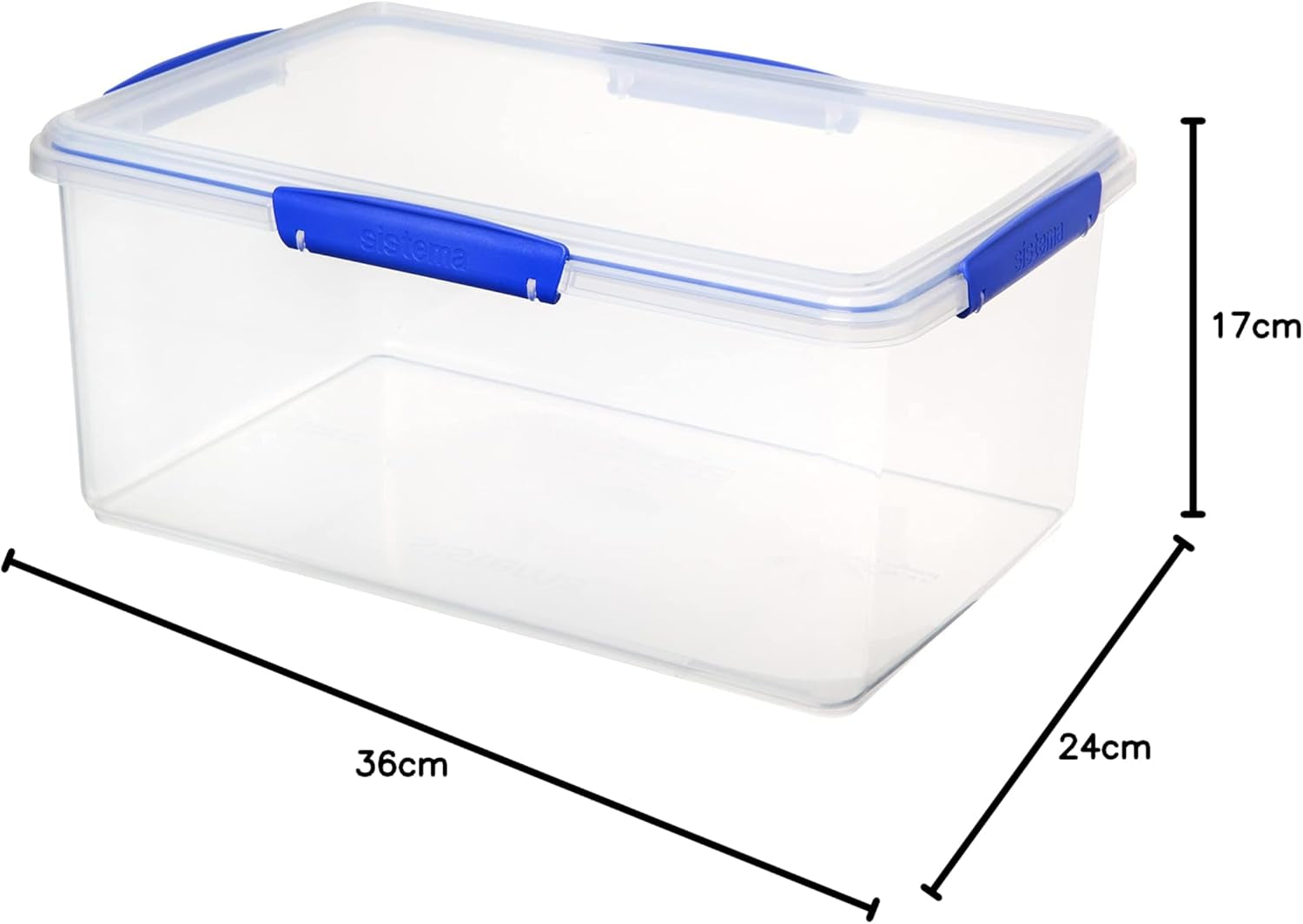 Barattolo per la conservazione degli alimenti KLIP IT System | 9,67 l | Barattolo per la conservazione impilabile e ermetico con coperchio, adatto per frigorifero/congelatore | Plastica senza BPA | clip blu | 1 pezzo (confezione da 4) contenitori per alimenti Naty Shop