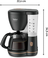 Macchina per caffè espresso con filtro Tefal Includeo, macchina per caffè espresso estremamente facile da usare, adatta per destrimani e mancini, apertura automatica del coperchio, 1,25 L, da 10 a 15 tazze, CM533811