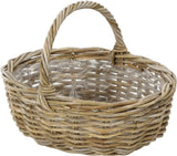 Cesto di fiori Dehner in rattan con manico, ca. 46 x 39 x 18 cm, tessuto in rattan, grigio/marrone