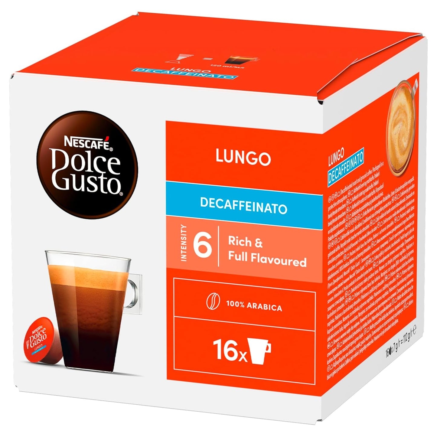 Capsule di caffè NESCAFÉ DOLCE GUSTO Lungo Decaffeinato Confezione da 3 (3 x 16 capsule)