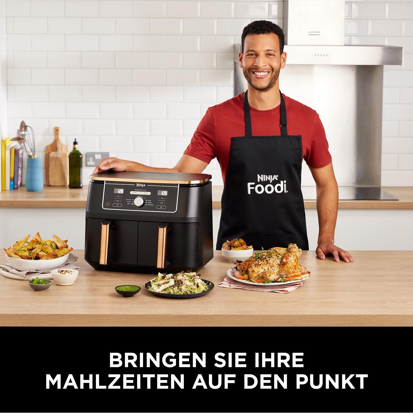 Ninja Foodi AF400EUCP MAX Friggitrice ad Aria Dual Zone, Friggitrice ad Aria da 9,5 L, 2 Scomparti, con Pinze, Rivestimento Antiaderente Elettrodomestici Naty Shop