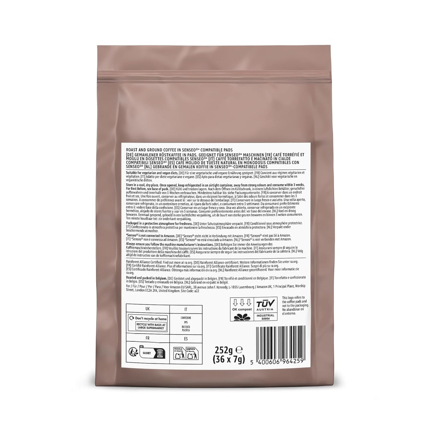 di Amazon Starke Pads, geeignet für Senseo-Maschinen, 36 Stück (1 Packung mit 36 ​​​​Stück) – Rainforest Alliance-zertifiziert