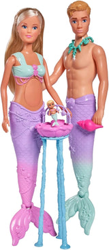 Simba 105733524 - Steffi Love Sirena Famiglia Sirena Incinta Kevin Bambola con culla 29 cm Bambole alla moda Bambole da gioco da 3 anni in su