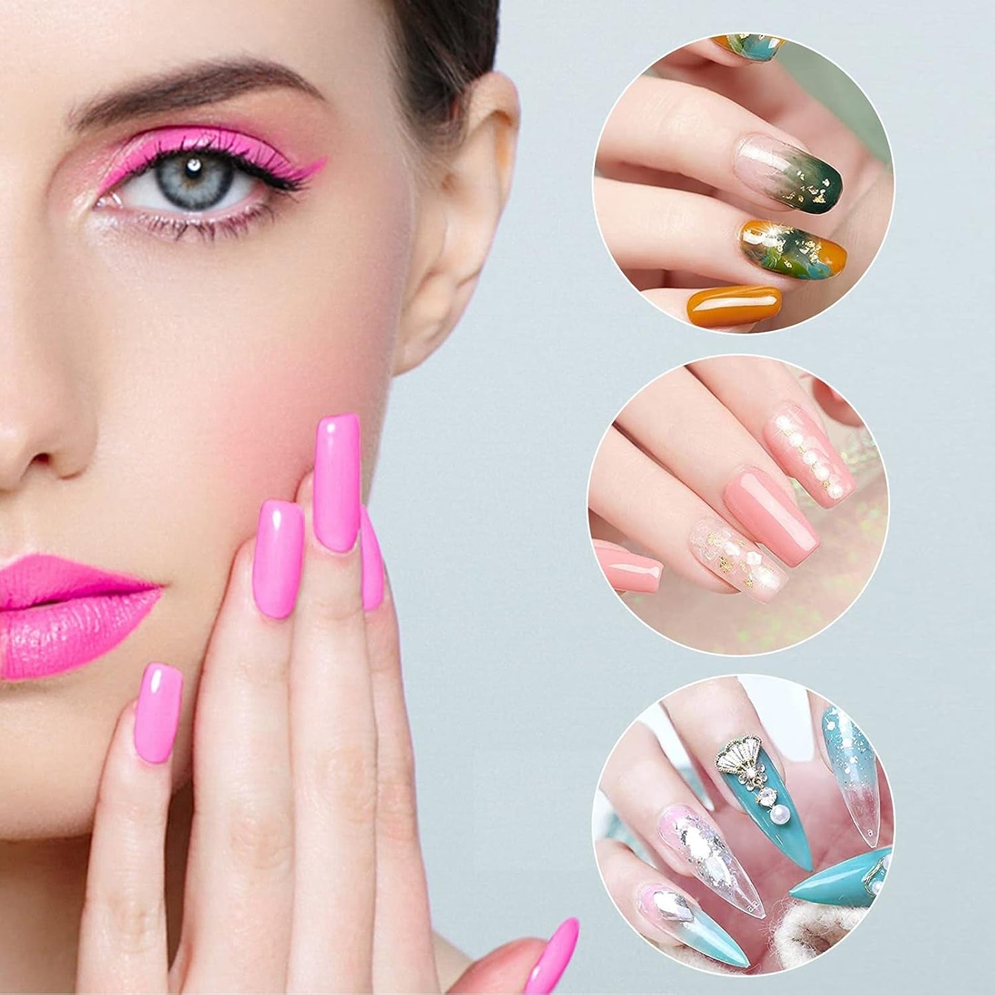 Set di forme per unghie da 120 pezzi, estensioni per unghie, forme per unghie in gel, set di forme per unghie con pennello a doppia testa e lima per unghie con clip, per unghie in gel